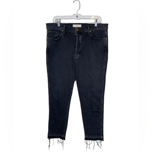 THE GREAT. The Fellow Black Jeans Womens Size 30 Raw Hem Denim Button Fly - Picture 6 of 8